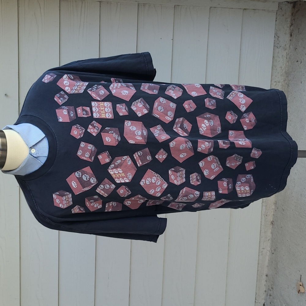 LIQUID BLUE Black Red SKULL‎ DICE Cotton Double Stitch T Shirt 3XL VTG Y2K RARE
